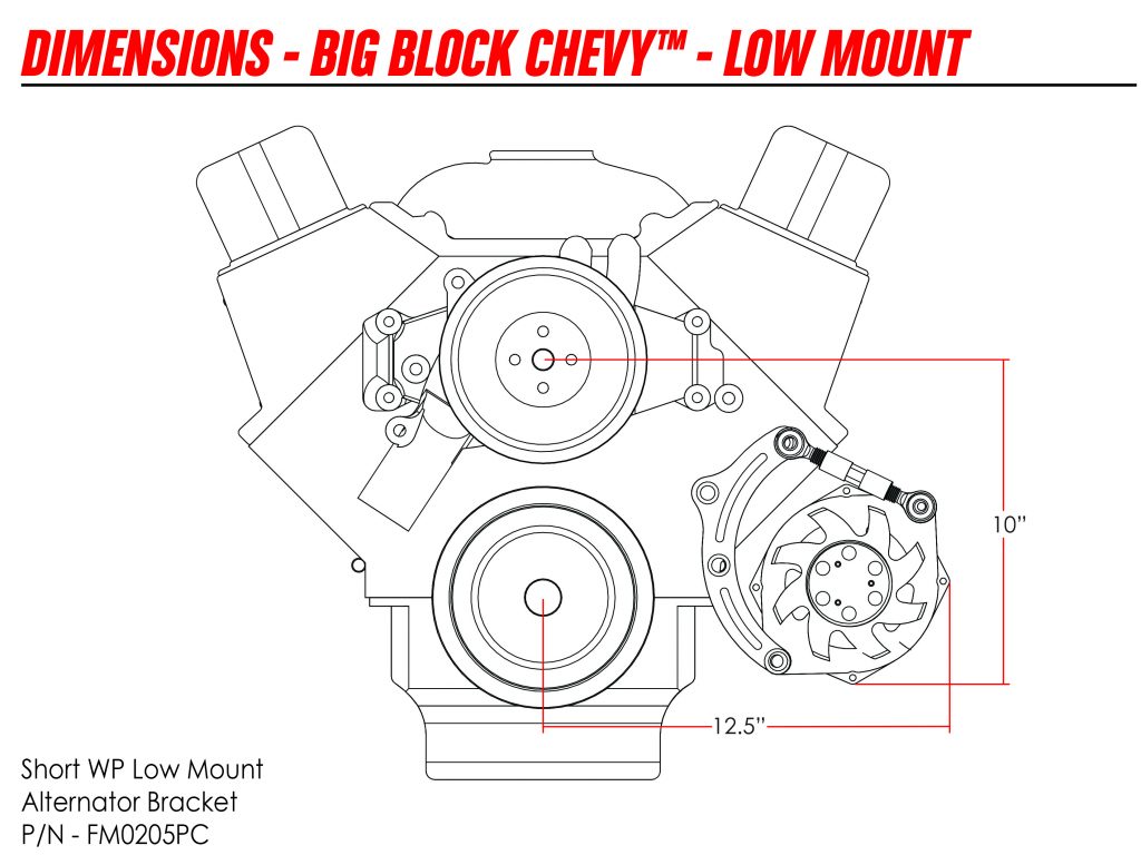 Bracket Alternator Low Mount VGroove BBC Short Water Pump Rides By Kam